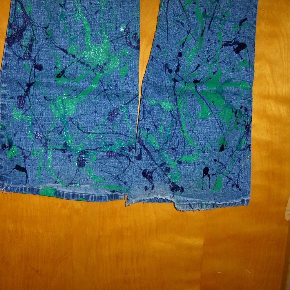 Zana Di Womens Blue Jeans 24 Hand Painted - Picture 7 of 13